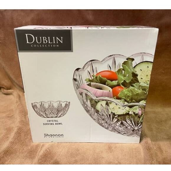 Godinger, Dublin Collection 8.5" Scalloped Edged Cut Crystal Serving Bowl- NEW - Picture 2 of 7